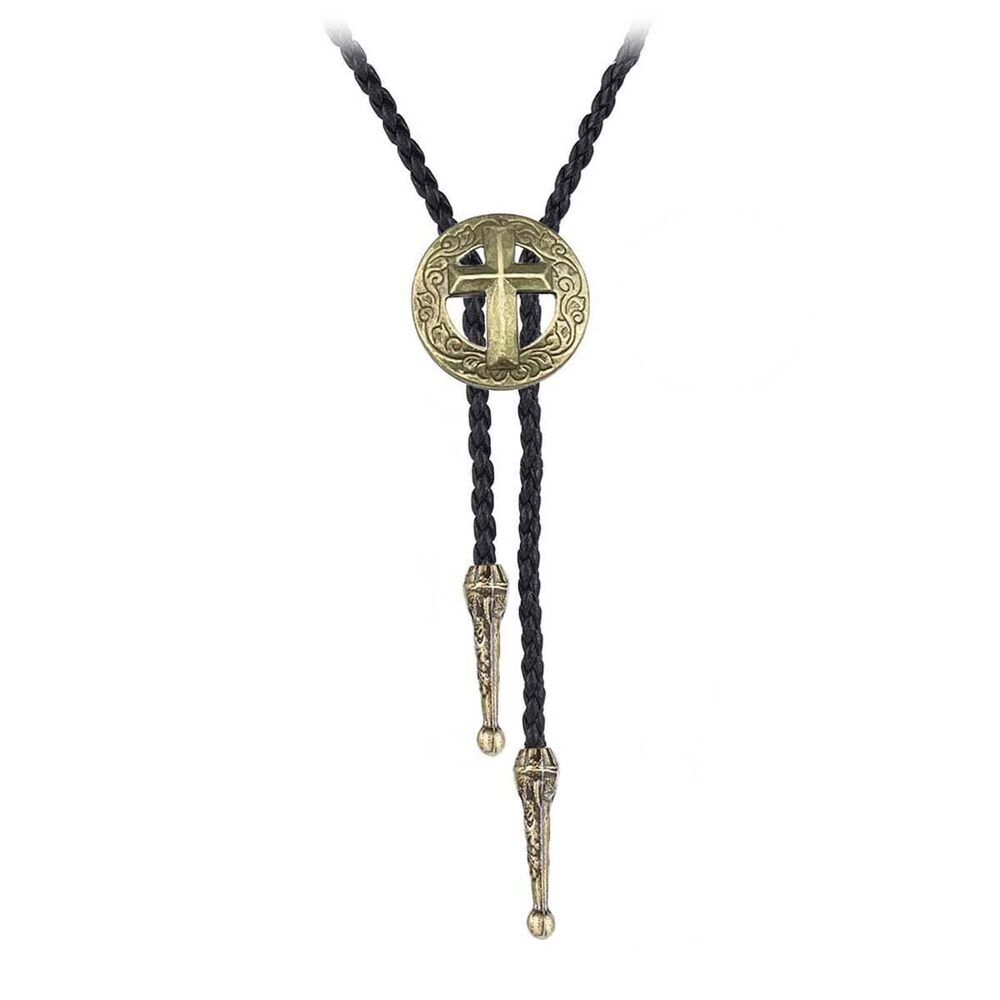 9704 BRBAM Fashionable Round Shape Cross Bolo Tie Exquisite Shield